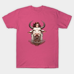 Hotwife Bull Rider With Big White Bull Hobbies Design T-Shirt